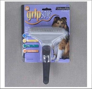Расческа-грабли JW Pet Grip Soft Dog Fouble Row Undercoat Rake с двумя рядами зубьев для собак