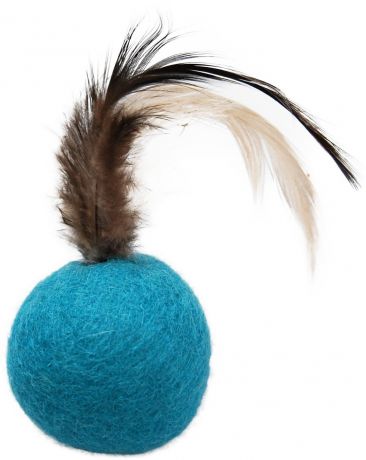 Игрушка Premium Pet Japan Мяч из овечьей шерсти с перьями птицы для кошки (10 х 9 см, )