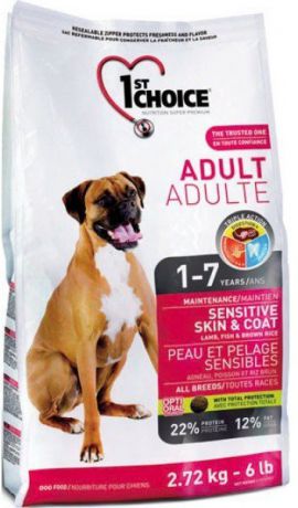 Сухой корм 1st Choice Adult Sensitive Skin&Coat для собак с чувствительной кожей и шерстью (2,72 кг, )