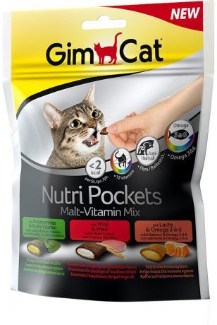 Подушечки Gimcat NutriPockets Malt-Vitamin Mix для кошек 150 г (150 г, )