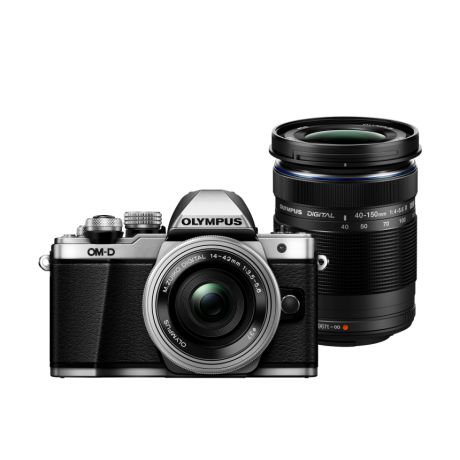 Фотоаппарат Olympus OM-D E-M10 Mark II Pancake Double Zoom Kit с объективами 14-42 EZ и 40-150mm серебристый (V207053SE000)