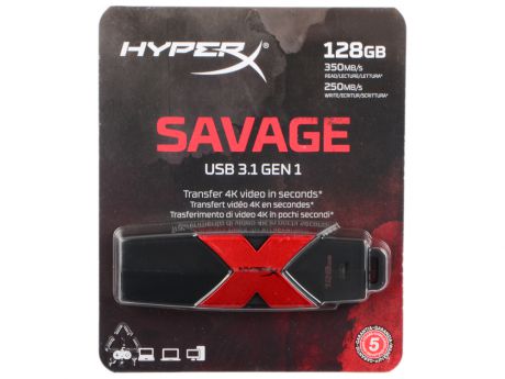 Флешка USB 128Gb Kingston HX Savage HXS3/128GB черный