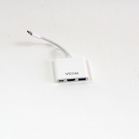 Кабель-адаптер пластик USB3.1 Type-CM--HDMI-F+USB3.0-F+TypeC-F with PD, 0,15m VCOM CU427
