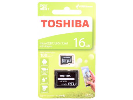 Карта памяти MicroSDHC 16GB Toshiba Class 10 M203 + adapter (THN-M203K0160EA)