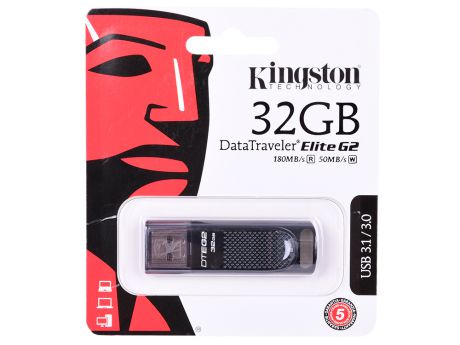 USB флешка Kingston DataTraveler Elite G2 32GB Black (DTEG2/32GB) USB 3.1 / 180 МБ/cек / 50 МБ/cек