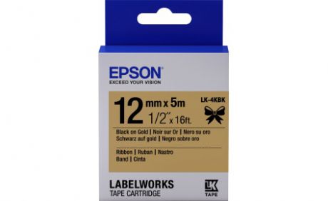 Лента Epson LK-4HKK Золотой/Черный (Black on Gold) 12мм/5м для принтеров Epson LabelWorks