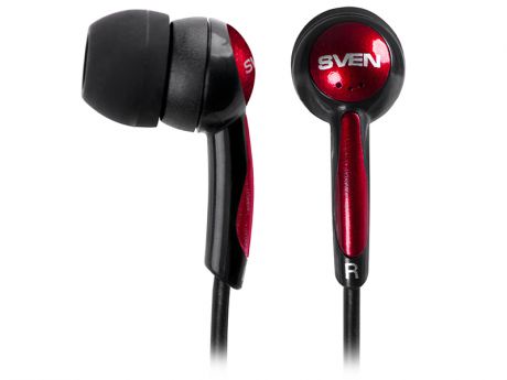 Наушники Sven E-130 (SEB-130) Black/Red Проводные / Внутриканальные без микрофона / 20 — 20 000 Гц / 106 дБ / Двустороннее / miniJack 3.5 мм