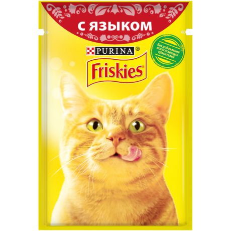 Влажный корм для кошек Purina Friskies с языком в подливе, пауч, 85 г 12383065