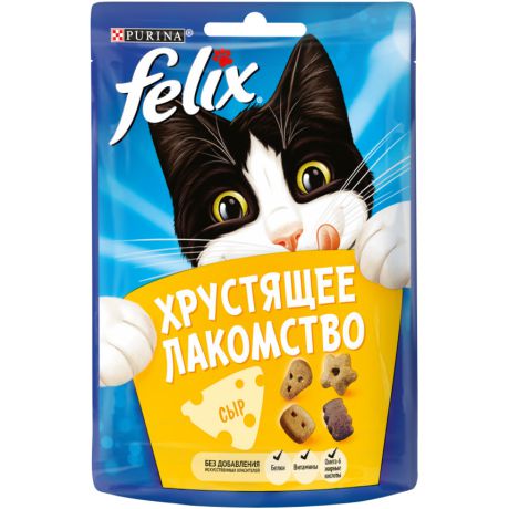 Хрустящее Лакомство Purina Felix для взрослых кошек с сыром, пауч, 20г 12393614
