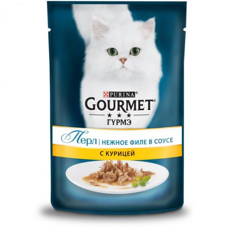 Влажный корм Purina Gourmet Perle Мини-филе для кошек с уткой, пауч, 85 г 12402025