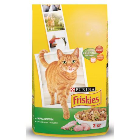 Сухой корм для взрослых кошек Purina Friskies, кролик с овощами, пакет, 2 кг 12053625
