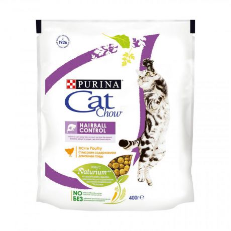 Сухой корм для кошек Purina Cat Chow с контролем образования комков шерсти в ЖКТ, домашняя птица, пакет, 400 г 12267402