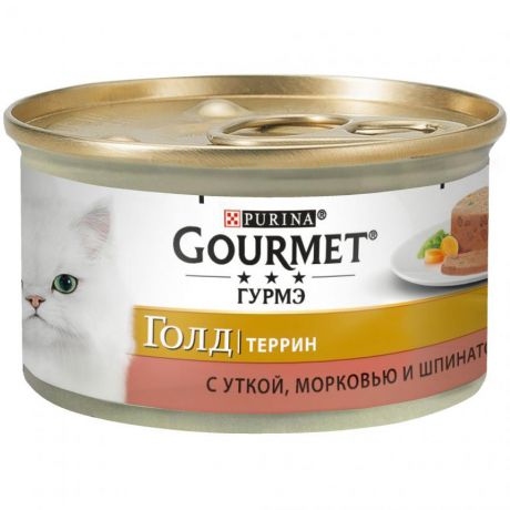 Консервы для кошек Purina Gourmet Gold Террин, утка, морковь и шпинат, банка, 85 г 12254204