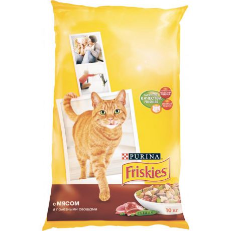 Сухой корм для взрослых кошек Purina Friskies, мясо с овощами, пакет, 10 кг 12053617