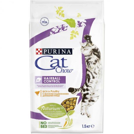 Сухой корм для кошек Purina Cat Chow с контролем образования комков шерсти в ЖКТ, домашняя птица, пакет, 1,5 кг 12123730