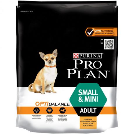 Сухой корм Purina Pro Plan для взрослых собак мелких и карликовых пород, курица с рисом, пакет, 700 г 12272468