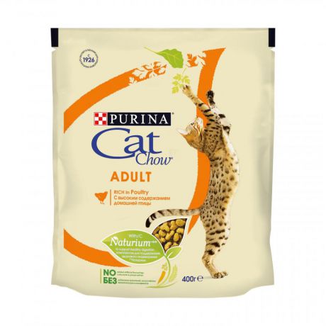 Сухой корм для взрослых кошек Purina Cat Chow, домашняя птица, пакет, 400 г 12292072