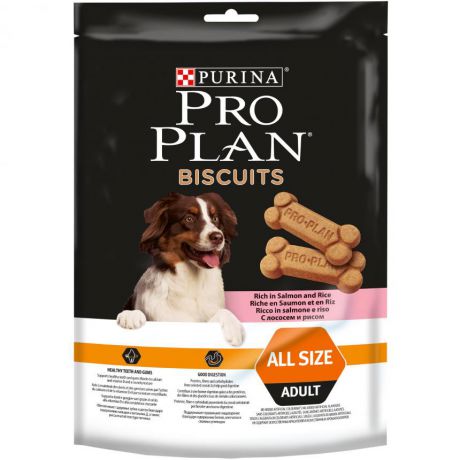 Лакомство для собак Purina Pro Plan Biscuits с лососем и рисом, пакет, 400 г 12333257