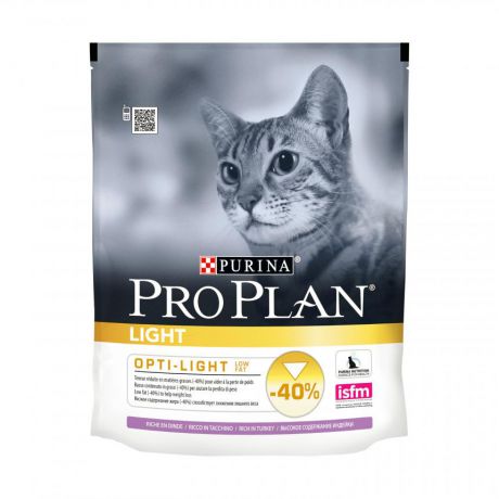 Сухой корм Purina Pro Plan для кошек с избыточным весом, индейка, пакет, 400 г 5115225