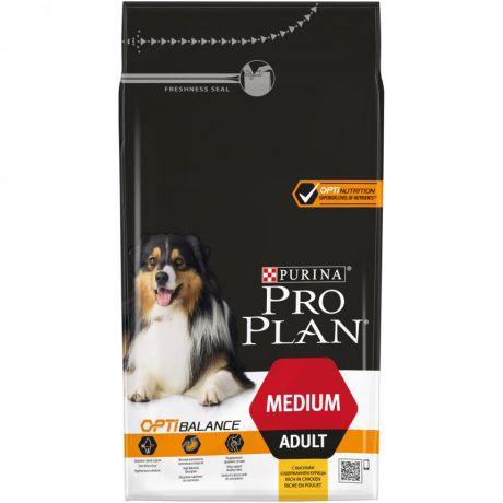 Сухой корм Purina Pro Plan для взрослых собак средних пород, курица с рисом, пакет, 1,5 кг 12272385