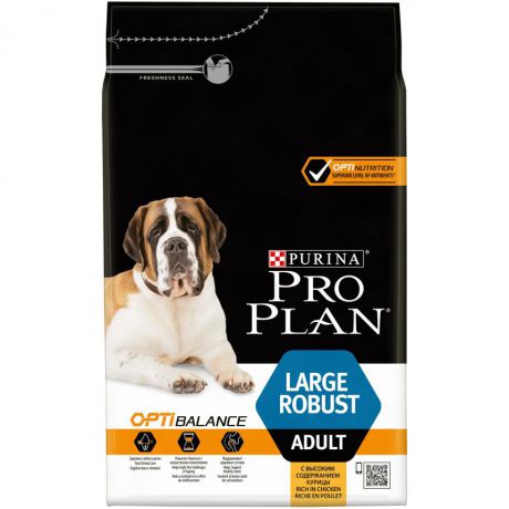 Сухой корм Purina Pro Plan для взрослых собак крупных пород с мощным телосложением, курица с рисом, пакет, 3 кг 12272383