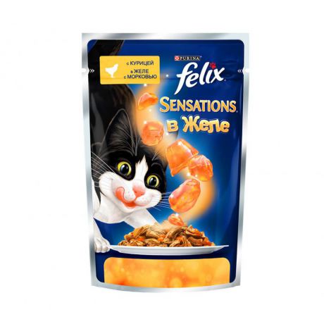 Консервы для кошек Purina Felix Sensations, курица и морковь, пауч, 85 г 12318964