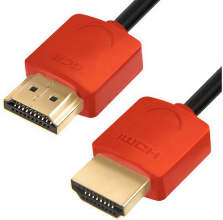 Кабель Greenconnect GCR-HM550-0.3m 0.3m HDMI версия 1.4, черный, красные коннекторы, Slim OD3.8mm, 32/32 AWG, позолоченные контакты, Ethernet 10.2 Гбит/с, 3D, 4K