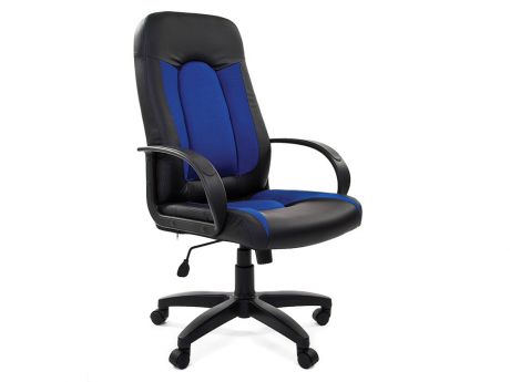 Офисное кресло Chairman 429 Россия эко премиум черный+ткань С-11 синяя