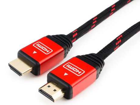 Кабель HDMI Cablexpert, серия Gold, 10 м, v1.4, M/M, красный, позол.разъемы, алюминиевый корпус, нейлоновая оплетка, коробка