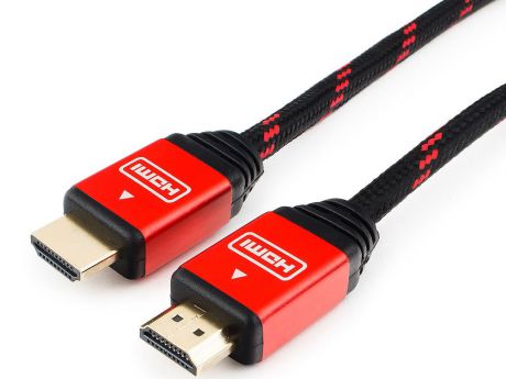 Кабель HDMI Cablexpert, серия Gold, 15 м, v1.4, M/M, красный, позол.разъемы, алюминиевый корпус, нейлоновая оплетка, коробка