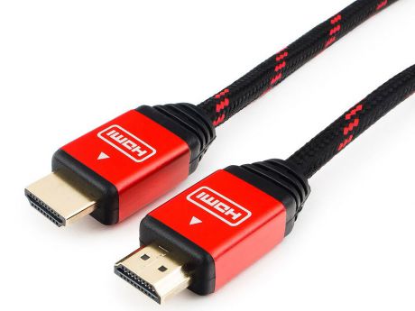 Кабель HDMI Cablexpert, серия Gold, 3 м, v1.4, M/M, красный, позол.разъемы, алюминиевый корпус, нейлоновая оплетка, коробка