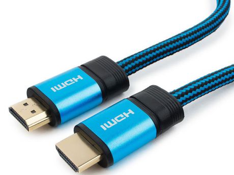 Кабель HDMI Cablexpert, серия Gold, 4,5 м, v1.4, M/M, синий, позол.разъемы, алюминиевый корпус, нейлоновая оплетка, коробка