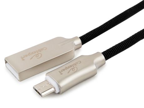 Кабель USB 2.0 Cablexpert CC-P-mUSB02Bk-1M, AM/microB, серия Platinum, длина 1м, черный, нейлоновая оплетка, блистер