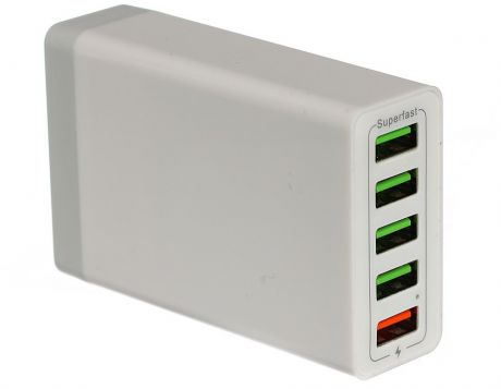 Зарядное устройство VCOM на 5 портов AC (EU Plug 100-220V) - USB, IC, Quick ChargeM046/CA-M046