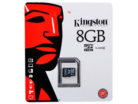 Карта памяти MicroSDHC 8GB Kingston Class4 Без адаптера (SDC4/8GBSP)