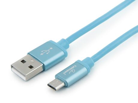 Cablexpert Кабель USB 2.0 CC-S-mUSB01Bl-1M, AM/microB, серия Silver, длина 1м, синий, блистер