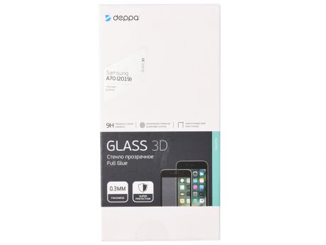 Защитное стекло 3D Deppa Full Glue для Samsung Galaxy A70 (2019), 0.3 мм, черная рамка