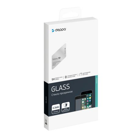 Защитное стекло 3D Deppa Full Glue для Samsung Galaxy S9 с аппликатором, 0.3 мм, черная рамка