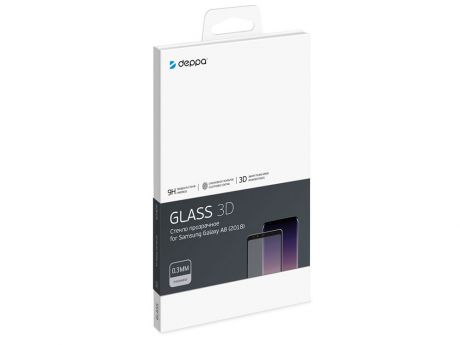 Защитное стекло 3D Deppa для Samsung Galaxy A8 (2018), 0.3 мм, черное