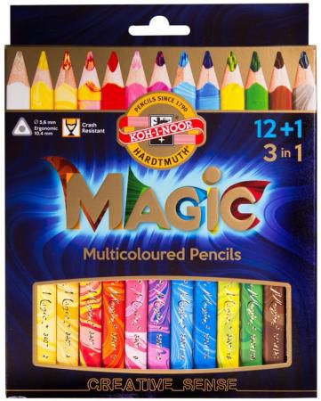 Карандаши с многоцветным грифелем KOH-I-NOOR, набор 13 шт., "Magic", трехгранные, грифель 5,6 мм, ев
