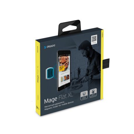 Универсальный магнитный держатель Deppa Mage Flat XL для смартфонов и планшетов, 3М крепление, черный