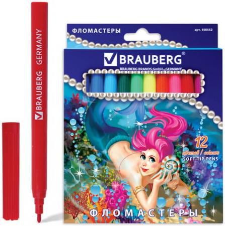 Фломастеры BRAUBERG "Морские легенды", 12 цветов, вентилируемый колпачок, картонная упаковка с блест