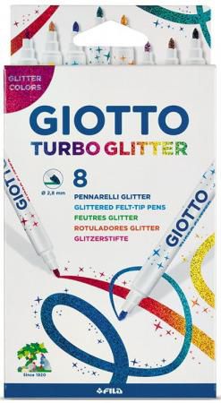 Фломастеры GIOTTO 4263001X TURBO GLITTER 8 цв пастель