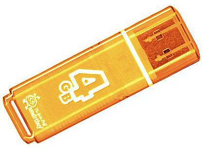 USB флешка Smartbuy Glossy series 4Gb Orange (SB4GBGS-Or) USB 2.0 / 15 МБ/cек / 5 МБ/cек
