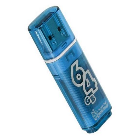 USB флешка Smartbuy Glossy series 64Gb Blue (SB64GBGS-B) USB 2.0 / 15 МБ/cек / 5 МБ/cек