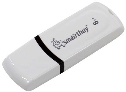 USB флешка Smartbuy Paean 8Gb White (SB8GBPN-W) USB 2.0 / 15 МБ/cек / 5 МБ/cек