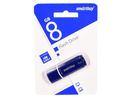 USB флешка Smartbuy Crown 8Gb Blue (SB8GBCRW-Bl) USB 3.0 / 75 МБ/cек / 10 МБ/cек