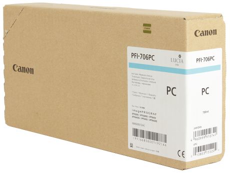 Картридж Canon PFI-706 PC для плоттера iPF8400S/8400/9400S/9400. Фото голубой. 700 мл.
