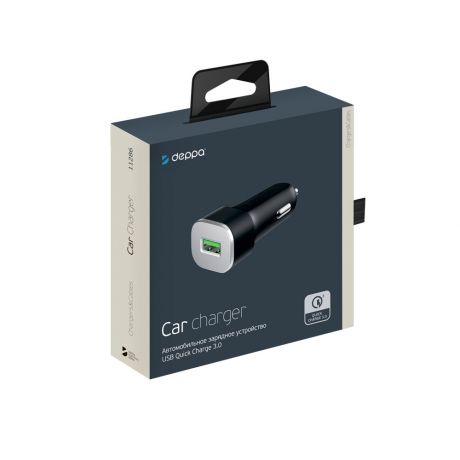 Автомобильное зарядное устройство Deppa USB QC 3.0, черный