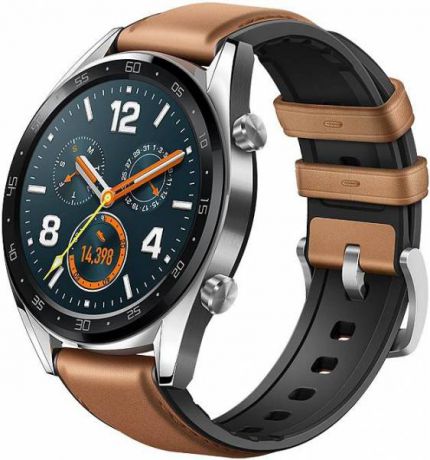 Смарт-часы Huawei Watch GT Brown Hybrid Strap/1.4" AMOLED/10.4 mm/кардио, спортиный, бассейн режимы/GPS, Glonass/водонепроницаемые